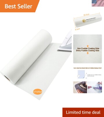 Versatile Iron-On No Show Mesh Stabilizer Roll - 12'' x 25 Yd for All Fabrics