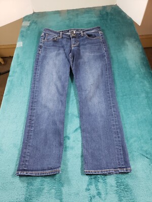 Apt. 9 Jeans Sz 4 Womens Blue Denim Stretch Pants Ladies Mid Rise Capri