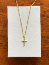 Sterling Silver 925 Tiny Cross Pendant Necklace 9mm 16-18" Dainty Cross Girls