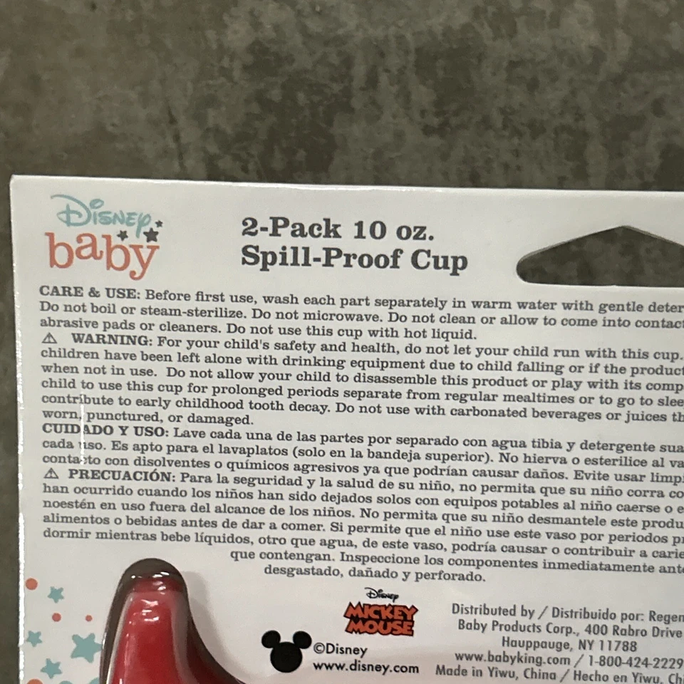 Disney Bebé Mickey Mouse Paquete de 2 Tazas para sorber a prueba de derrames de 10 oz Azul Rojo 6 meses Nuevo Foto 4 de 4