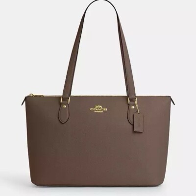 NWT Coach Gallery Tote Bag Leather CV402 Gold/Dark Stone | eBay