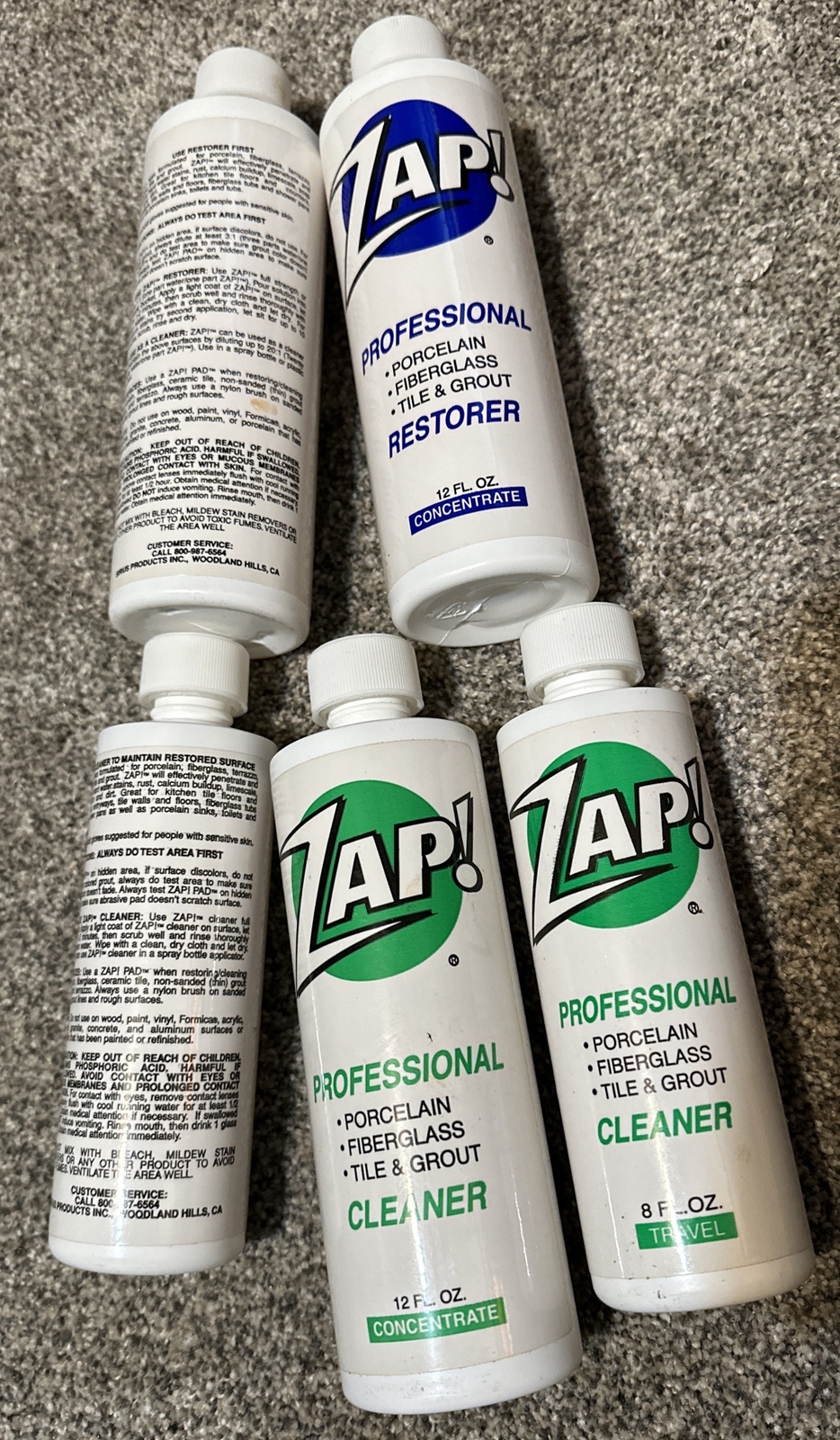 [Lot of 5] ZAP! Professional Cleaner & Restorer Porcelain Fiberglass