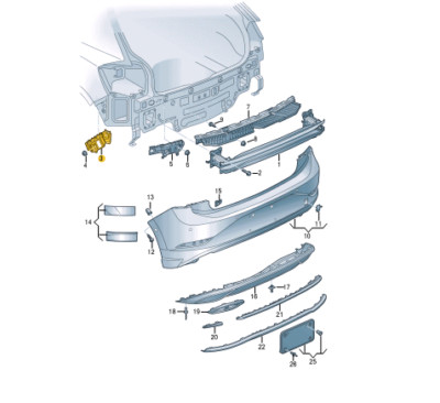 VOLKSWAGEN POLO AW Rear Left Bumper Bracket 2G6807393C NEW GENUINE  