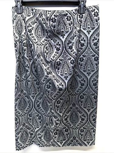 NWT Worthington Pencil Straight Skirt 8 Black Silver Jacquard Front Slit Lined - Picture 7 of 17
