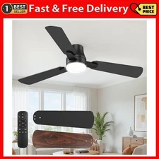 Ceiling Fans with Lights and Remote: 42 Inch Modern Black Ceiling Fan, Low