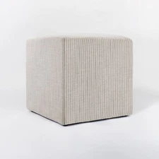Lynwood Square Upholstered Cube Tan Stripe - Threshold designed with Studio