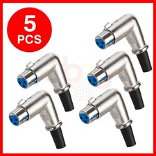 5 Pack 90 Degree XLR 3 Pin Female Connector Right Angle Microphone Cable Jack