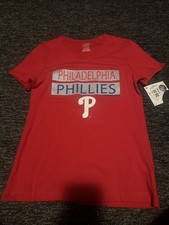 NWT MLB Philadelphia Phillies Girls V-Neck T-Shirt Red Color Size Large 10/12