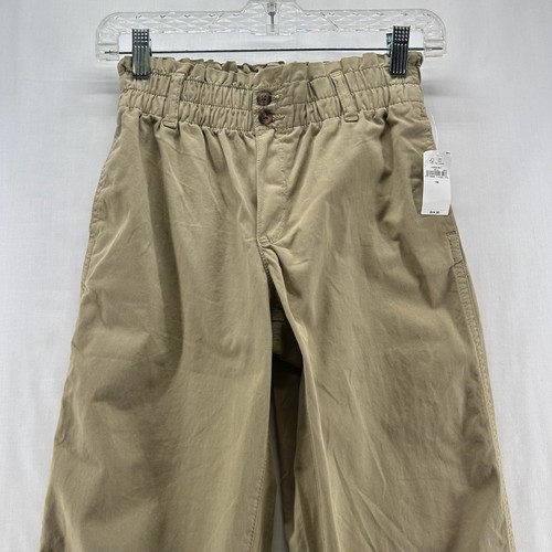 Gap Kids Pants Girls 14 Paperbag Elastic Waistband Stretch Tw-Button Khaki Brown - Picture 3 of 13
