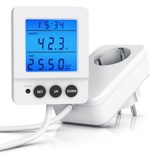 Bearware Strom Energiekostenmessgerät mit Kabel für Display, blaues Display