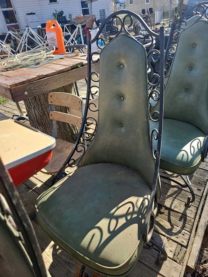 Металлический зеленый винтажный стулья набор из 4 - Изображение 3 из 4