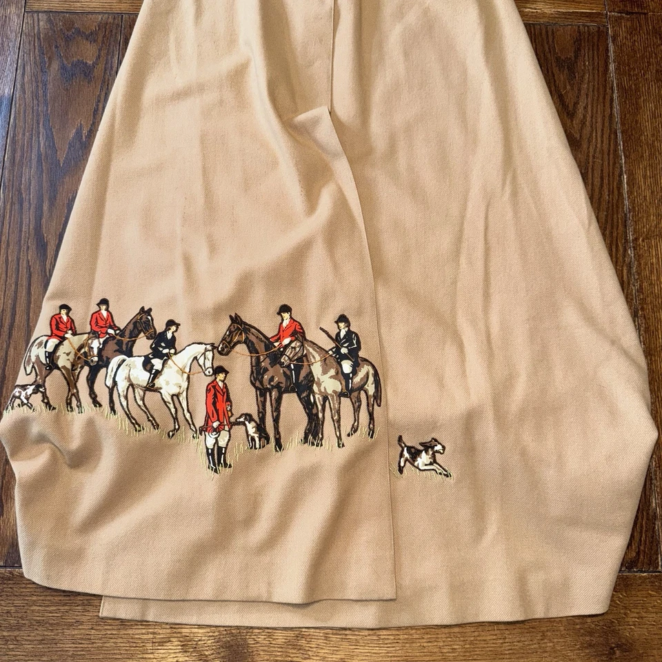 Maxi falda Bettmaar mediana vintage años 70 beige cottagecore caballo atleta envolvente Foto 3 de 4