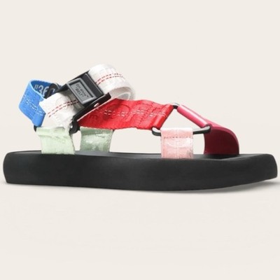 $530 OFF-WHITE C/O VIRGIL ABLOH TREK LOGO SANDAL SIZE 36 / 6 US BLACK