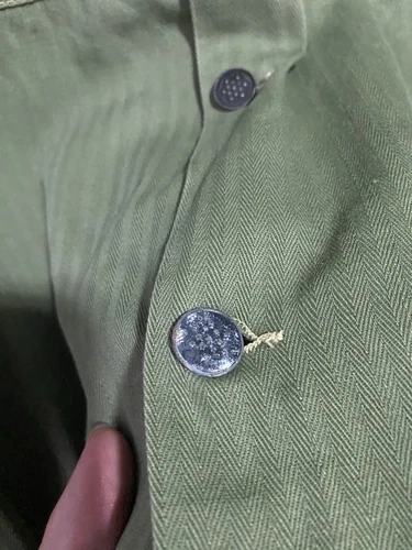 Vintage HBT Jacket WW2 1940s 13 Star Buttons US Army Shirt Herringbone 21x26