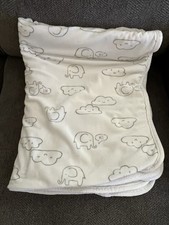 Carters Baby Blanket OS White W/ Gray Elephant Cloud Print Soft
