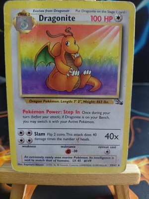Pokémon TCG Dragonite Fossil Karte 19/62 Regular Rare, Non-Holo MP