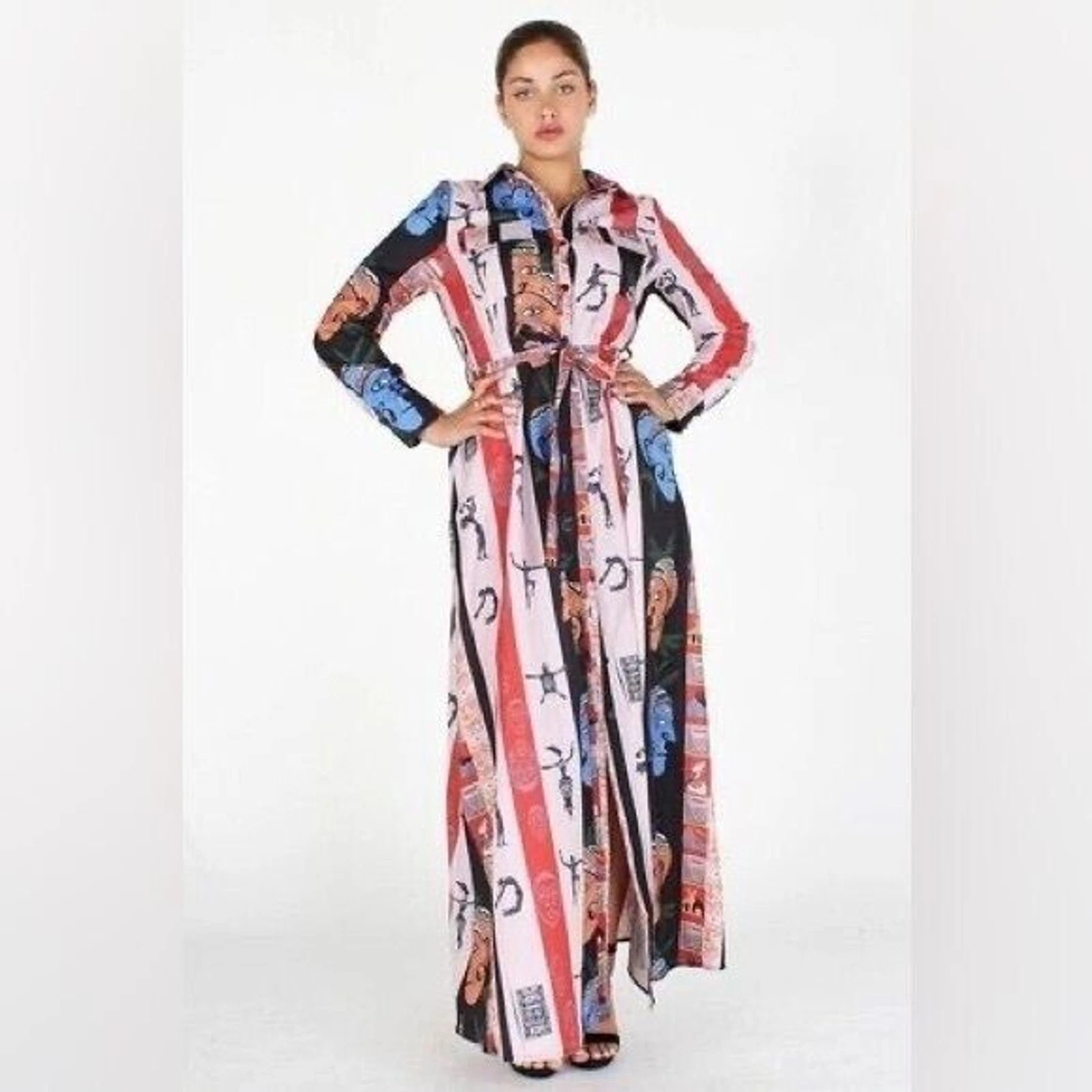 Eien Funky Boho Shirt Dress Small New Maxi