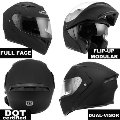 Snowmobile Bluetooth Helmet DOT Modular Full Face Dual Visor
