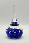 Blue Art Glass Paperweight Teardrop Controlled Bubble Display Ornament
