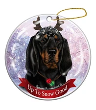 Holiday Pet Gifts Black and Tan Coonhound Dog Porcelain Christmas Ornament