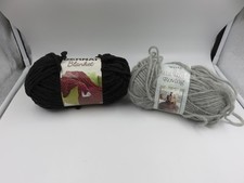 Bernat Blanket & Roving Yarn Mixed Lot 2 Skeins Black Gray Bulky 5 6 Soft Craft