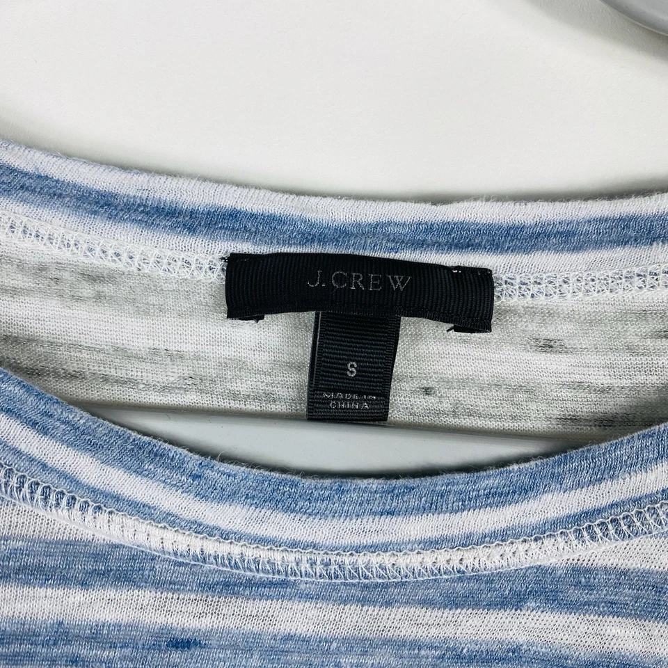 J. Camiseta de béisbol de lino a rayas mixtas talla pequeña C2071 azul manga larga Foto 4 de 4