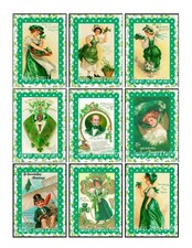 9 Retro Style St. Patricks Day Pocket Letter Cards Journals Scrapbook Crafts 61N