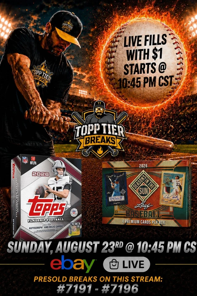 SUNDAY BREAKS W/JAMES-LIVE FILL $1 STARTS-TOPPS, LEAF, & DONRUSS ELITE!!!