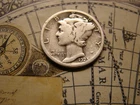 1923-S  MERCURY DIME 90% SILVER   FINE DETAILS.   LOWER MINTED MERCURY!