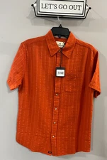 The Normal Brand Freshwater Short Sleeve Button Up Shirt, Oasis Cayenne Size S