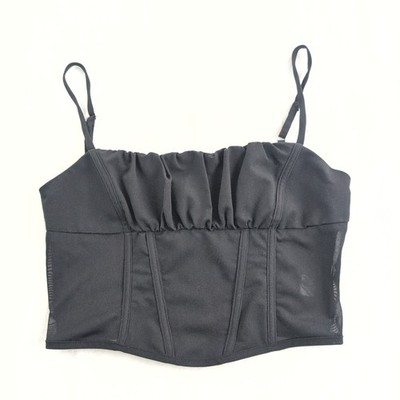 Forever 21 Milkmaid Corset Mesh Bodice Full Zip Back Women's Medium Black