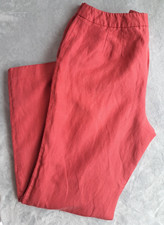 Talbots Straight Leg Pants Linen Silk Vermilion Orange Red Office Career 10