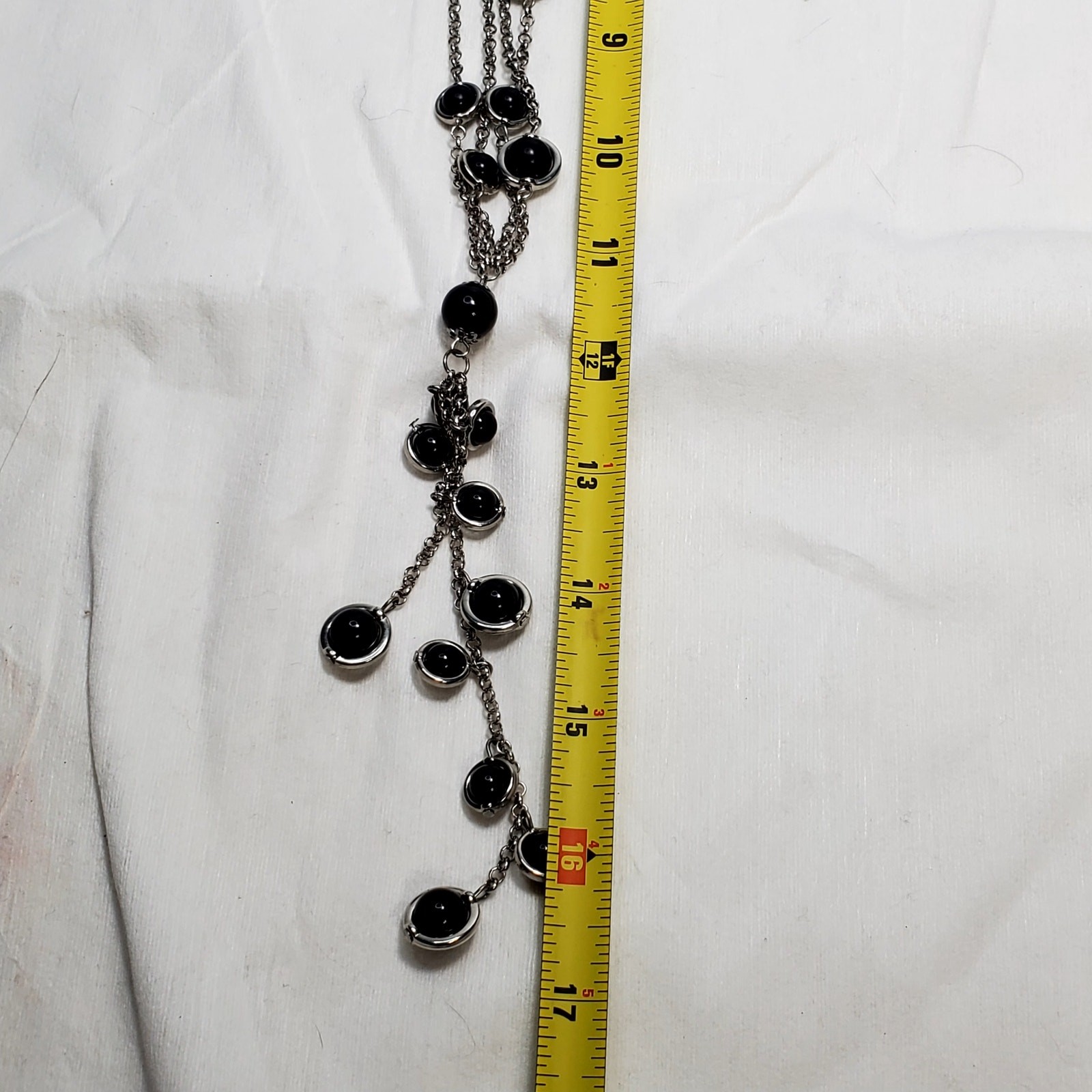 Double Strand Dangle Beaded Link Chain Necklace 2… - image 5