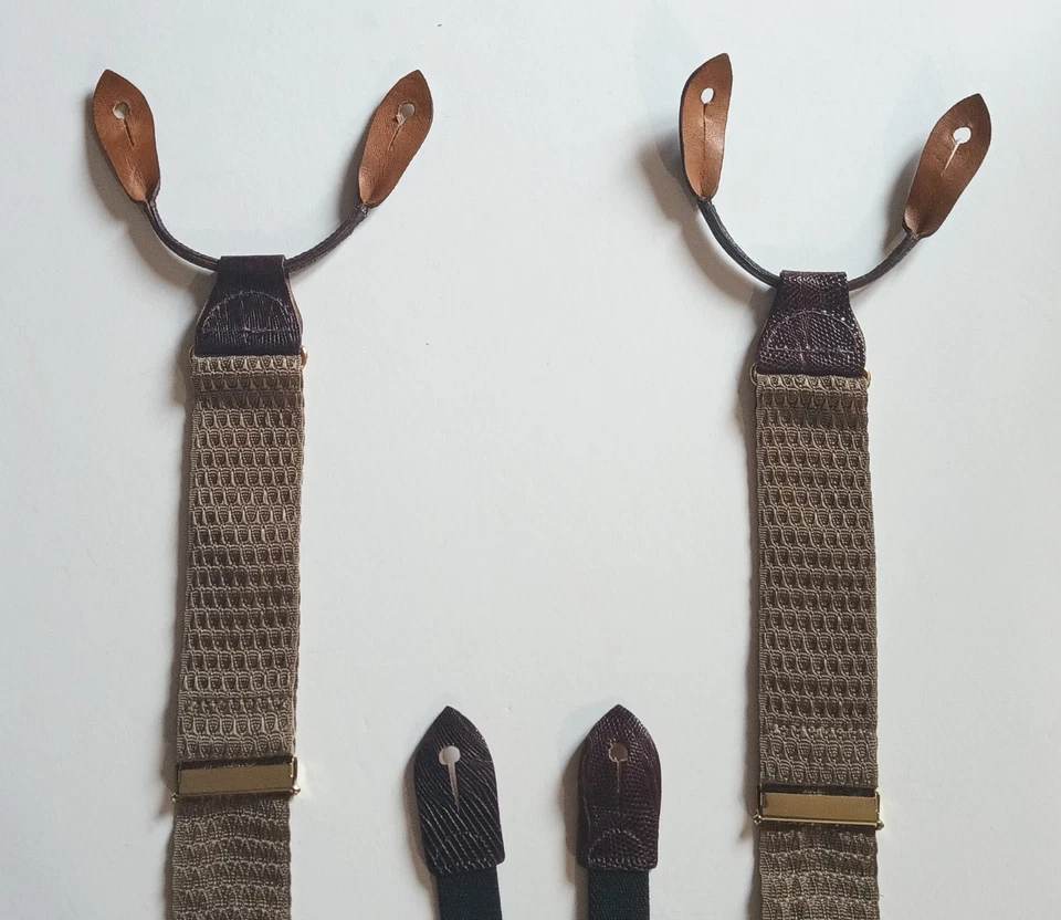 Tirantes ajustables COLE HAAN de colección. Cuero de lagarto. Oro Foto 2 de 4