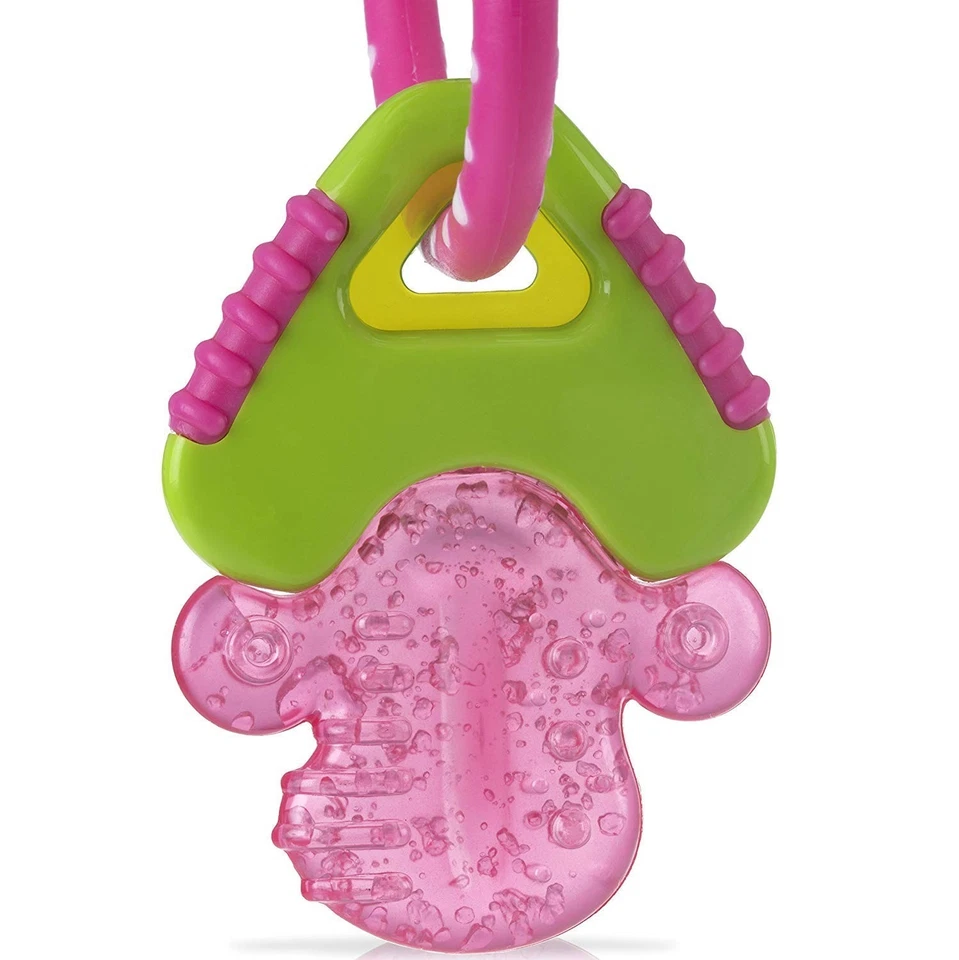 Nuby Ice Gel Teether Keys Easy To Hold Silicone Soothing Baby 3M Teether, Pink - Image 4 of 4