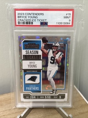 2023 Panini Contenders Bryce Young #15 Cracked Ice Ticket /25 Panthers RC PSA 9