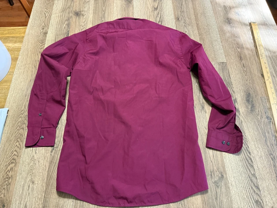 Arrow Shirt, Men's 14-14.5 32/33, Red, Long Sleeve Button Up Regular Fit - Image 2 of 4