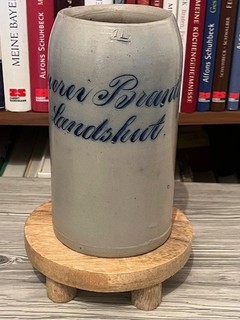 1 l Bierkrug Krug Masskrug Bier Brauerei Brantelgarten Landshut