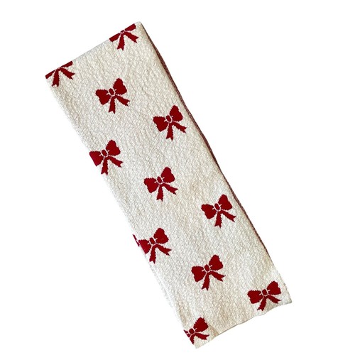 JINGLES & JOY Christmas BOWS Throw Blanket 50x70 Red & Cream Holiday Decor New - Picture 6 of 13