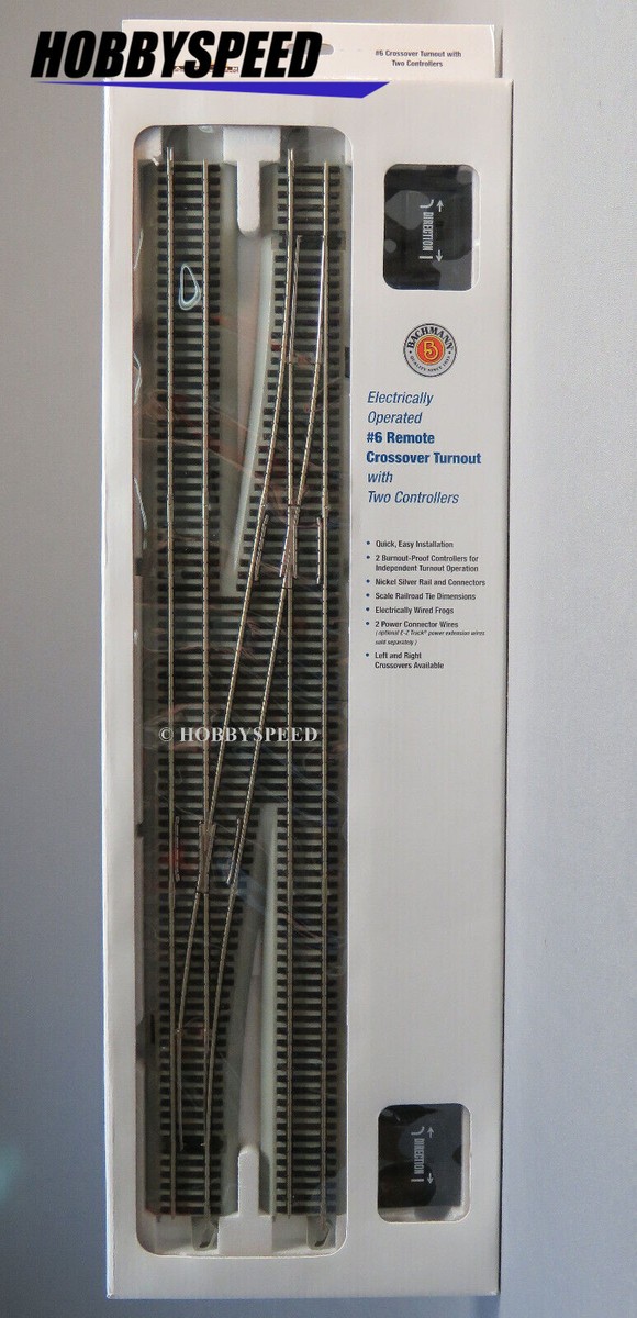 Bachmann #6 Remote Crossover HO Scale Turnout - Gray (44576) for
