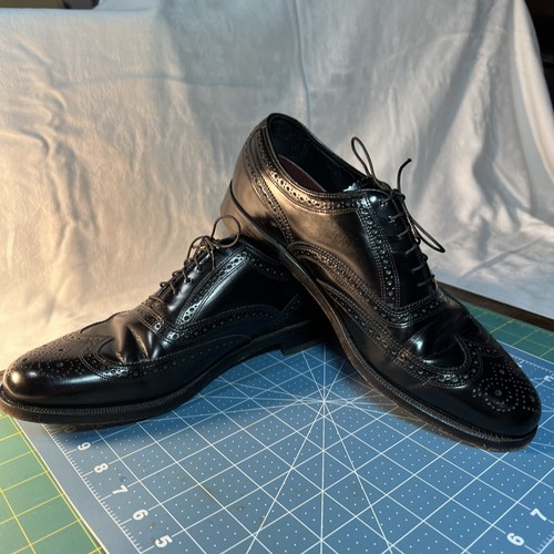 Florsheim Imperial Black Longwing Wingtips Dress Shoe 20381 Made India-Men's 9D - Picture 14 of 24