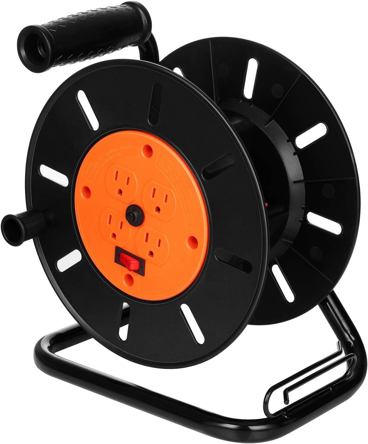 Suraielec Extension Cord Storage Reel, 15 AMP Overload Switch, 4 Outlets, Holds-image