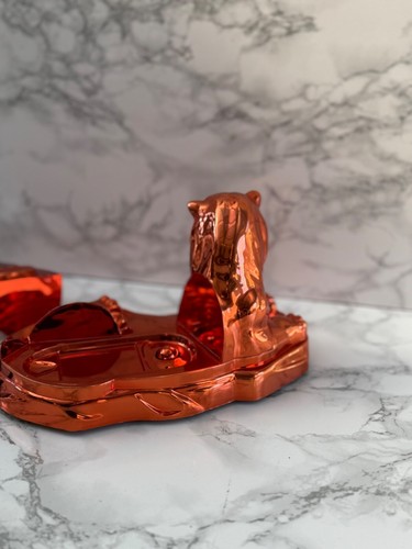 Retro Sci-Fi Jaguar horror Landline Phone Chrome Rose Gold Light Up Eyes Vintage - Picture 12 of 16