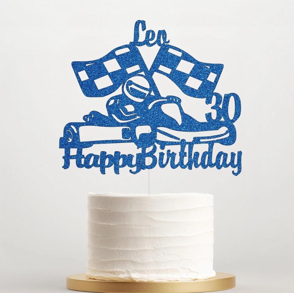 Personalised Racing Car Cake Topper, Birthday Party Decoration for Boys, UK