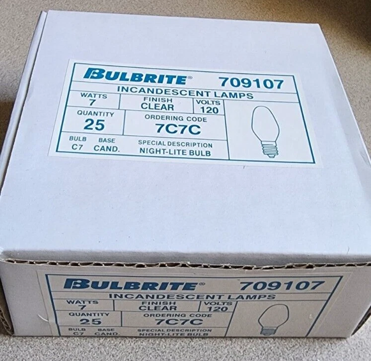 Bulbrite 7W 120V - Clear Bulbs - OEM Box of (25) NEW Bulbs 709107 - Image 2 of 3