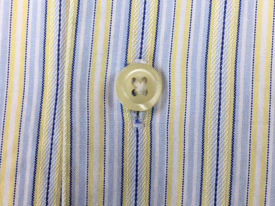 Camisa L/S Para Hombre IKE Behar NY 151/2 Mediana 34 Amarillo Pálido y Azul Rayas Foto 3 de 4