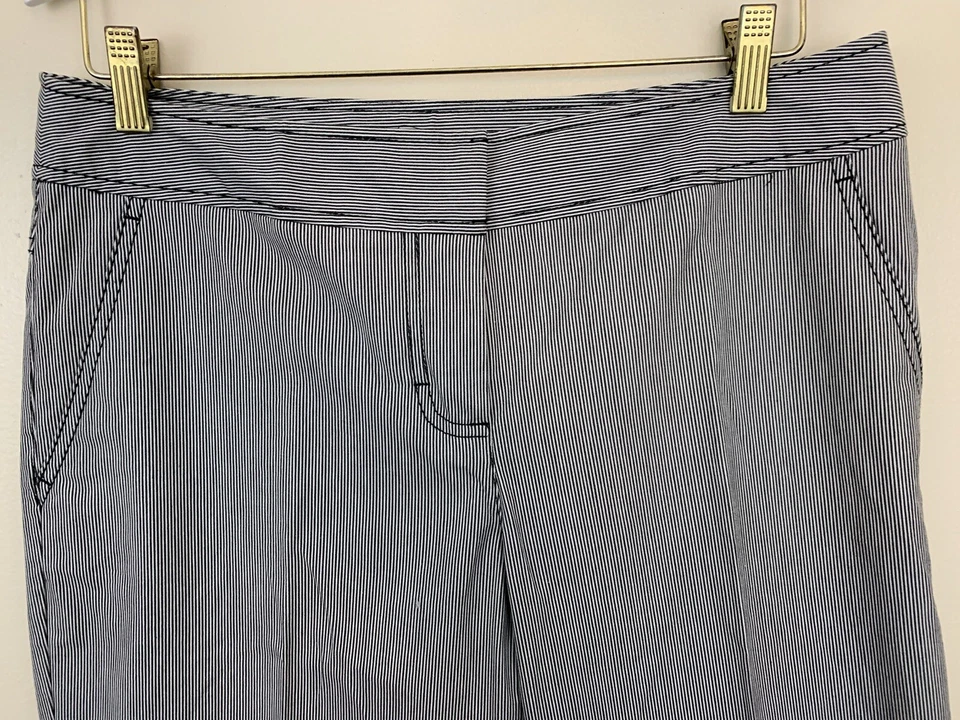 全新带标签 Kenneth Cole Reaction 女式黑色白色细条纹喇叭阔腿裤 10 — 第 2/4 张图片