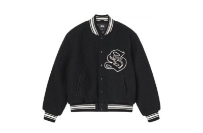 Stussy Casentino Wool Varsity Jacket Black Brand New Size L Stussy Casentino Wool Varsity Jacket Black Brand New Size L
