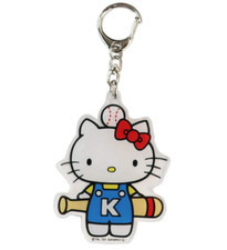 New Japan Hello Kitty White Sport Baseball Acrylic Key Bag Clip Holder