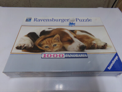 MAKE AN OFFER Ravensburger 2010  Best Friends  1000 pc Orange Tabby & Beagle
